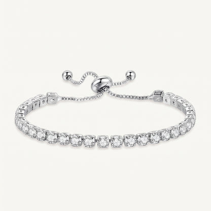 925 Sterling Silver Plated Tennis Bracelet with White Cubic Zirconia - Silver