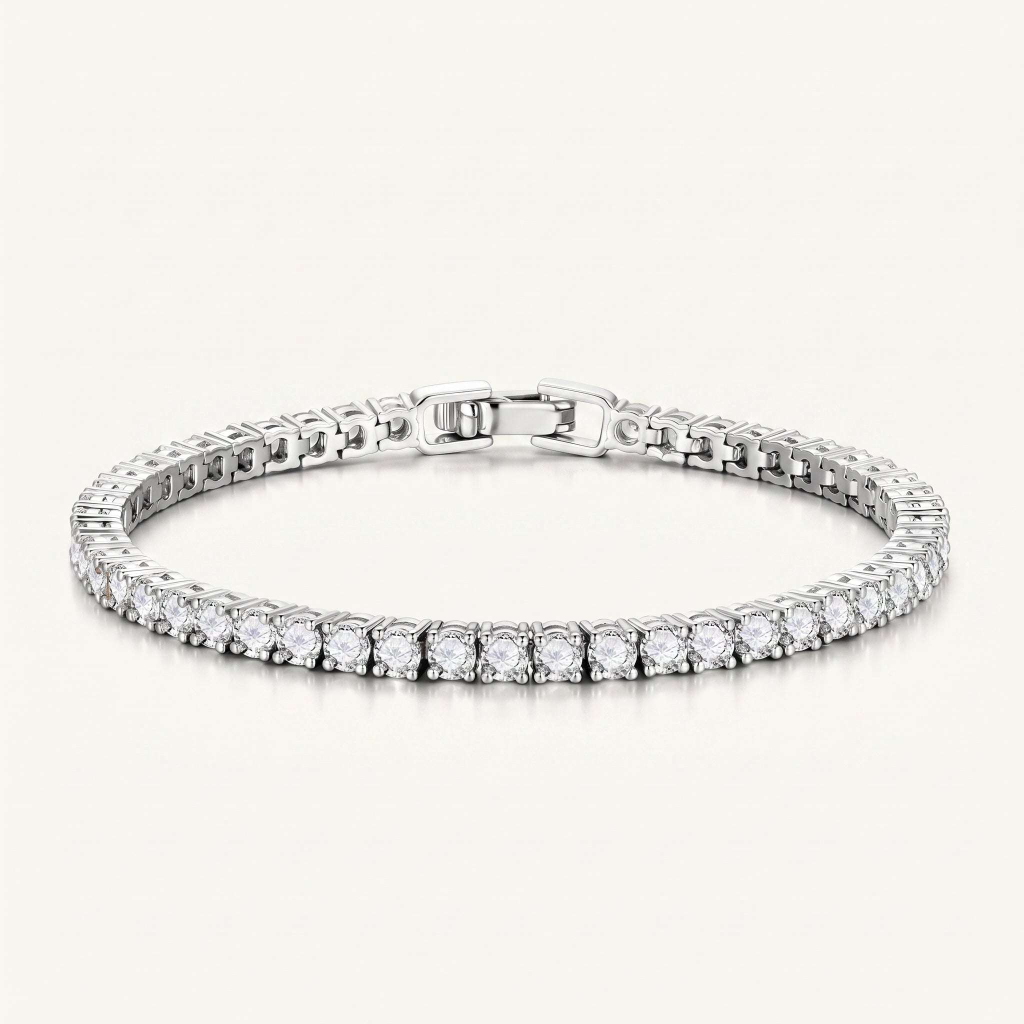 Silver Tone Square CZ Tennis Bracelet - Silver