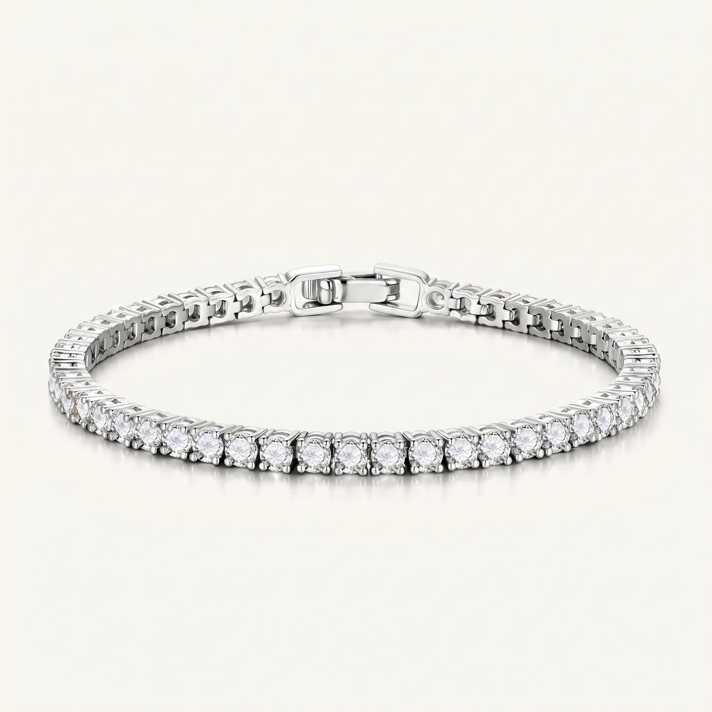 Silver Tone Square CZ Tennis Bracelet - Silver