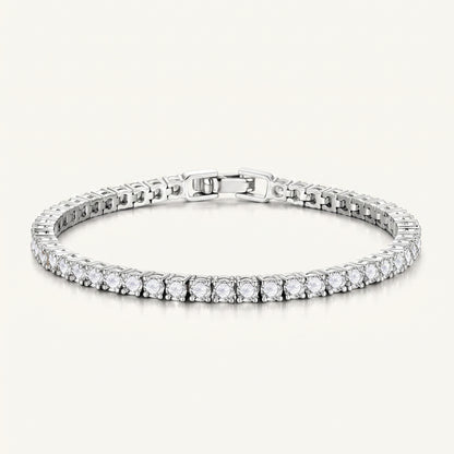 Silver Tone Square CZ Tennis Bracelet - Silver