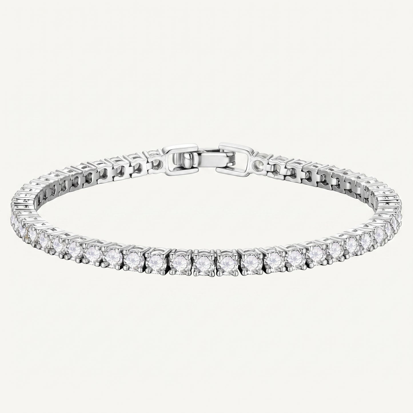 Silver Tone Square CZ Tennis Bracelet - Silver