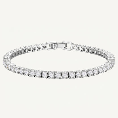 Silver Tone Square CZ Tennis Bracelet - Silver