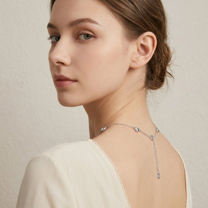 925 Sterling Silver Multi Heart Necklace with Cubic Zirconia - Silver