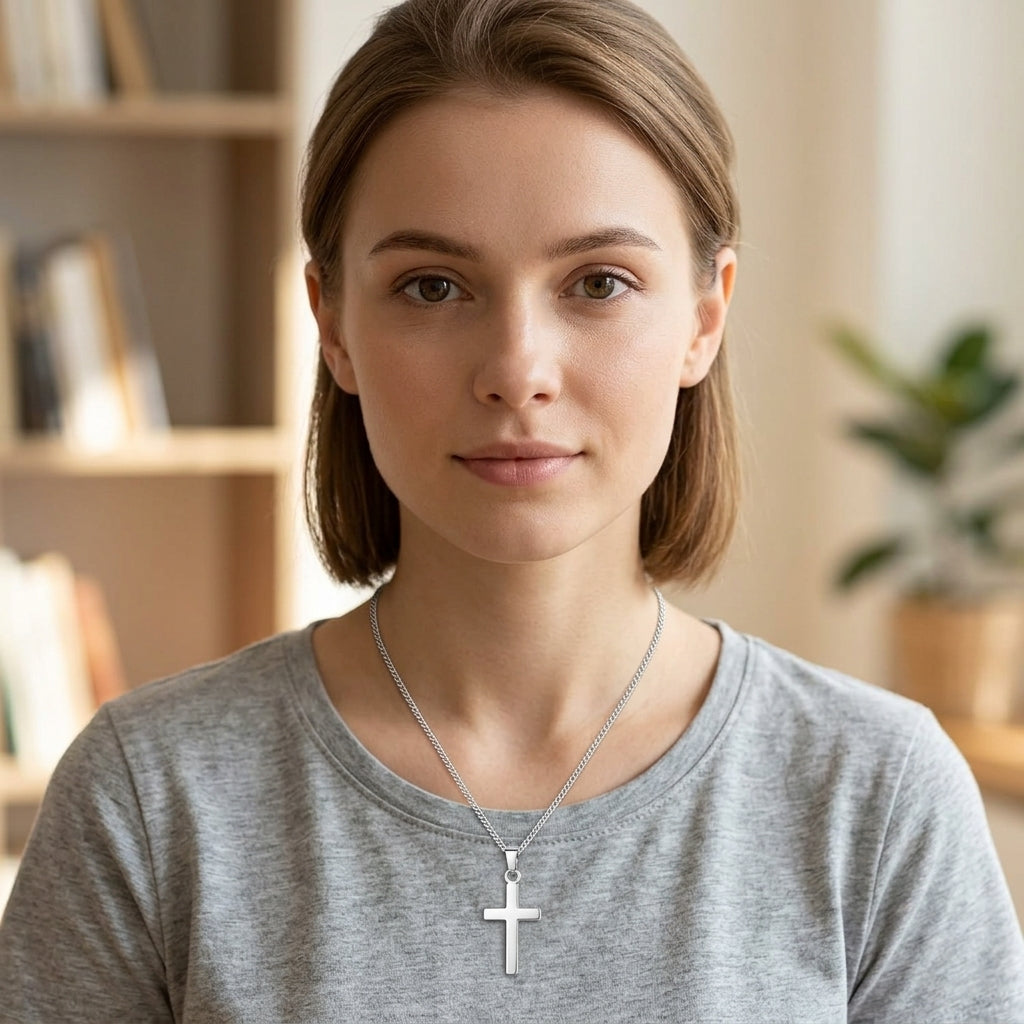 Silver Plated Cross Pendant Necklace