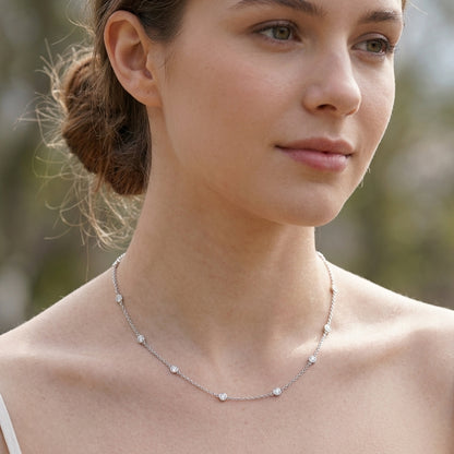 925 Sterling Silver Round and Pearl Necklace - Silver