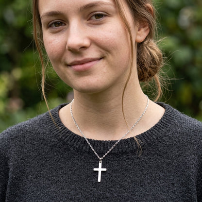 14K Gold Plated Prong Set Cross Necklace with Cubic Zirconia - Gold