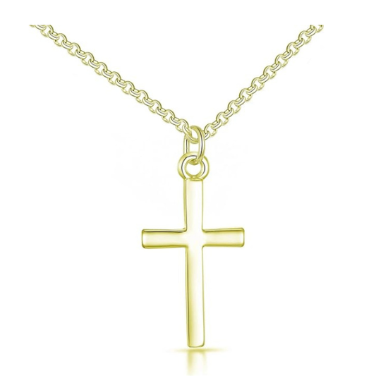 18K Gold Plated Cross Pendant Necklace