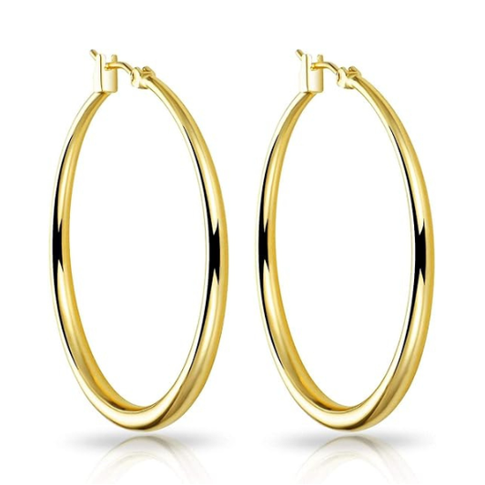 18k Gold Plated 40mm Hoop Earrings