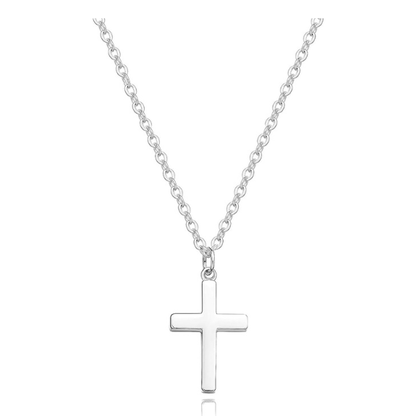 14K Gold Plated Prong Set Cross Necklace with Cubic Zirconia - Gold