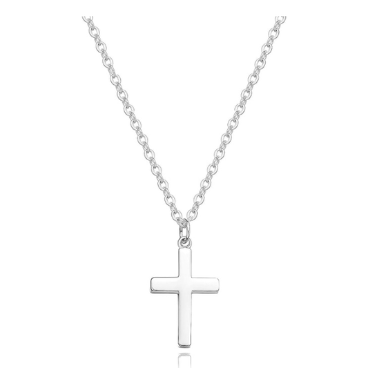 14K Gold Plated Prong Set Cross Necklace with Cubic Zirconia - Gold