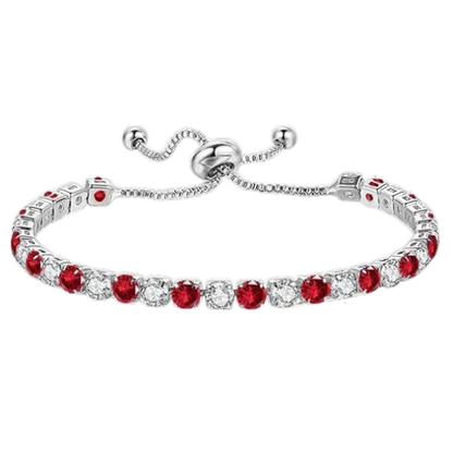 925 Sterling Silver Plated Tennis Bracelet with Red and White Cubic Zirconia - Silver