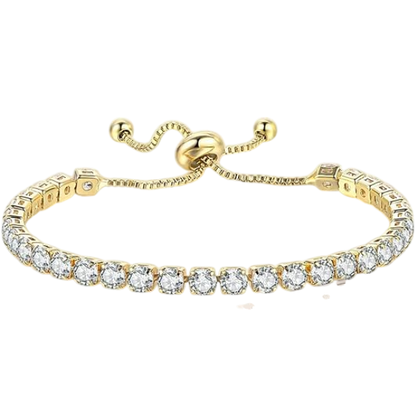 925 Sterling Silver Plated Tennis Bracelet with White Cubic Zirconia - Gold