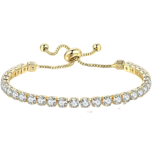 925 Sterling Silver Plated Tennis Bracelet with White Cubic Zirconia - Gold