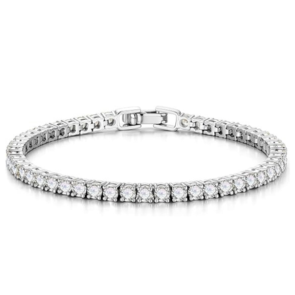 Silver Tone Square CZ Tennis Bracelet - Silver