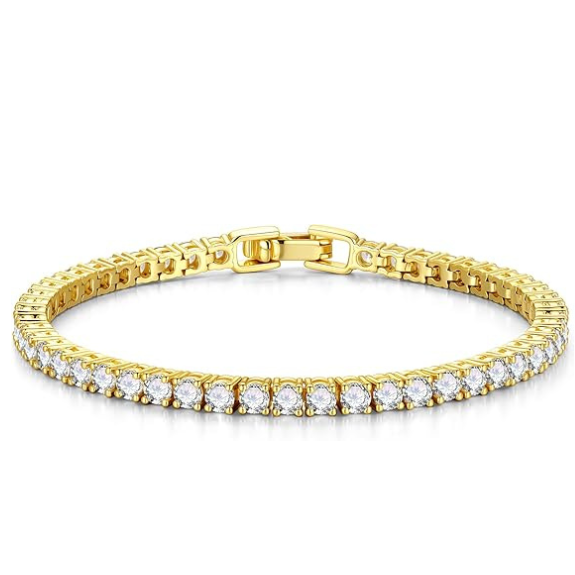14K Gold Plated Square CZ Tennis Bracelet - Gold