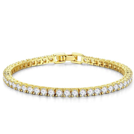 14K Gold Plated Square CZ Tennis Bracelet - Gold