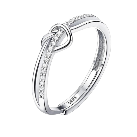 925 Sterling Silver Adjustable Crossover Eternity Ring with Cubic Zirconia - Silver