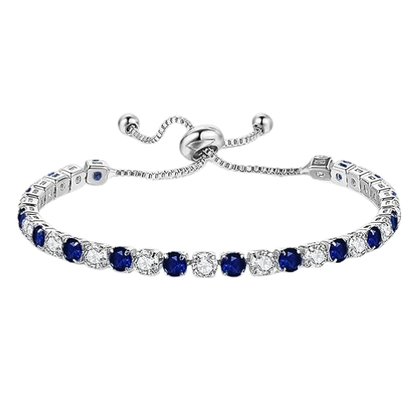 Sterling Silver Tennis Bracelet with Blue and White Cubic Zirconia