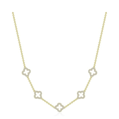 Gold Plated Multi Clover Necklace with Zircondia Crystals