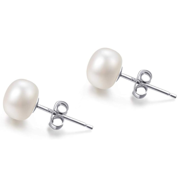 925 Sterling Silver Freshwater Cultured Pearl Stud Earrings