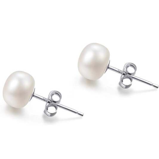 925 Sterling Silver Freshwater Cultured Pearl Stud Earrings