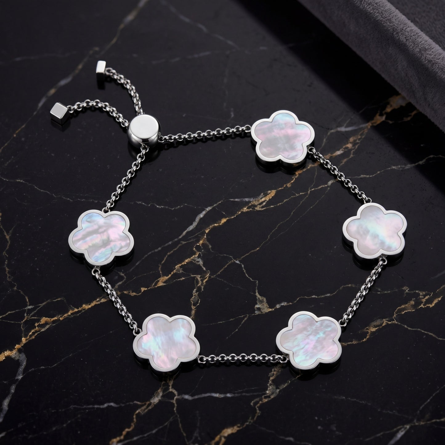 Multi Pearl Clover Bracelet – Silver