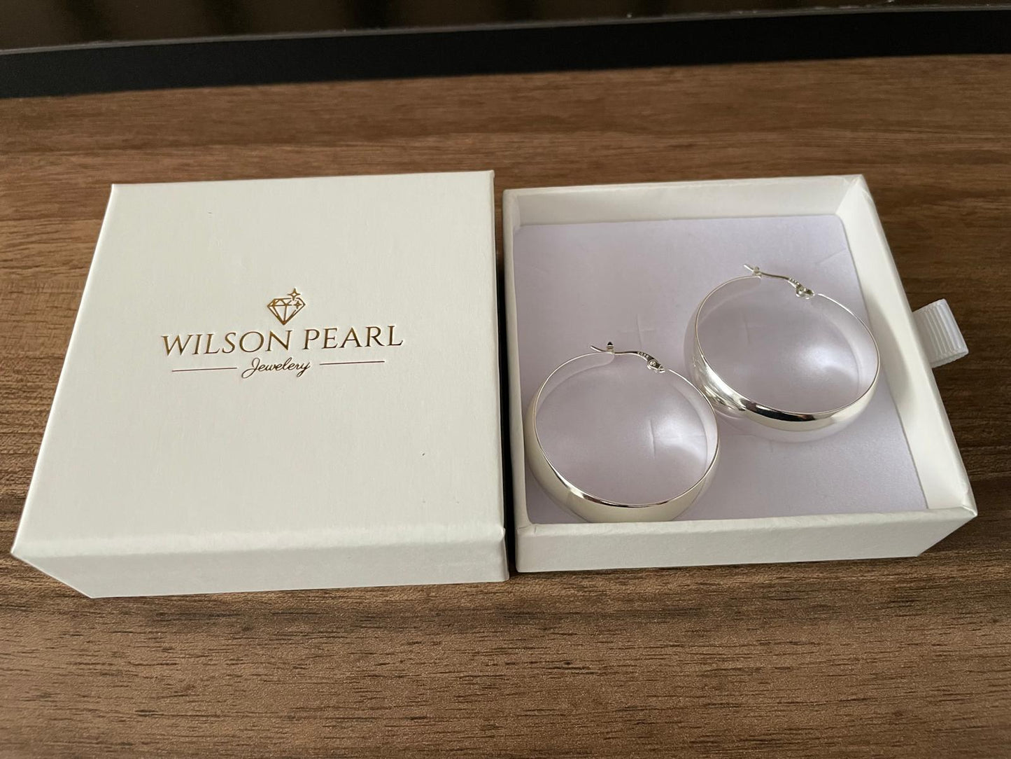 925 Sterling Silver Chunky Hoop Earrings - Silver 40mm