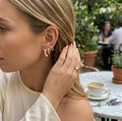 14K Gold Plated Square CZ Huggie Hoop Earrings Set of 3 Pairs - Gold