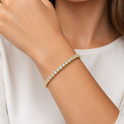 925 Sterling Silver Plated Tennis Bracelet with White Cubic Zirconia - Gold