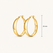 925 Sterling Silver Chunky Hoop Earrings with 14K Gold Plating - 25mm