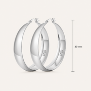 925 Sterling Silver Chunky Hoop Earrings - Silver 40mm