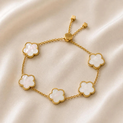 Multi Pearl Clover Bracelet – Gold
