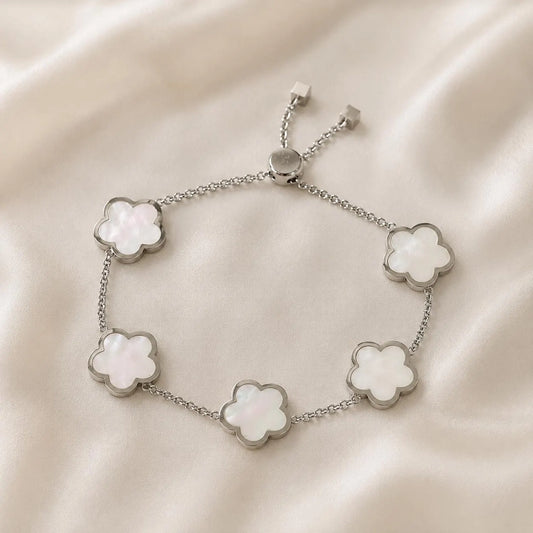 Multi Pearl Clover Bracelet – Silver