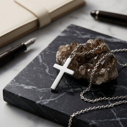 14K Gold Plated Prong Set Cross Necklace with Cubic Zirconia - Gold