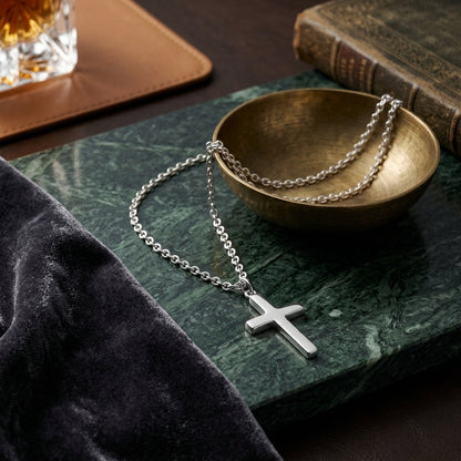 14K Gold Plated Prong Set Cross Necklace with Cubic Zirconia - Gold