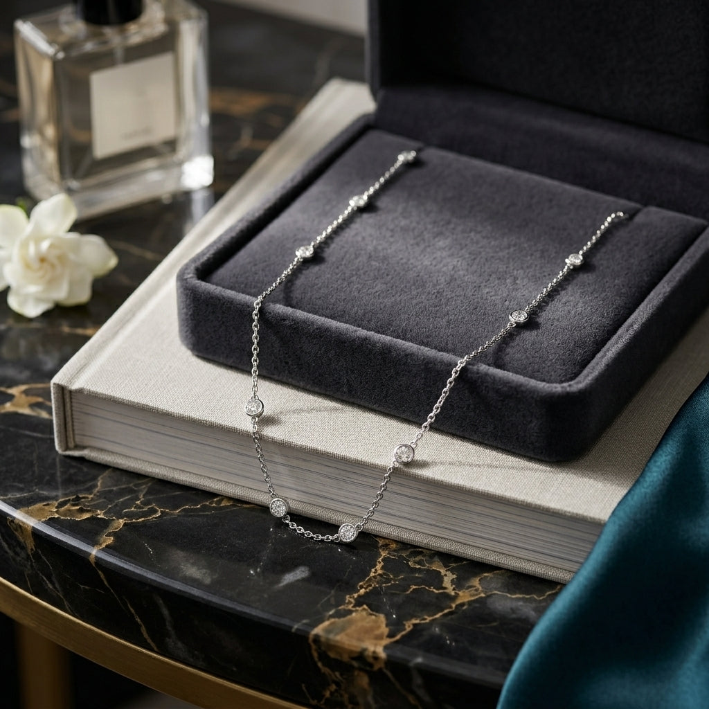 925 Sterling Silver Round and Pearl Necklace - Silver