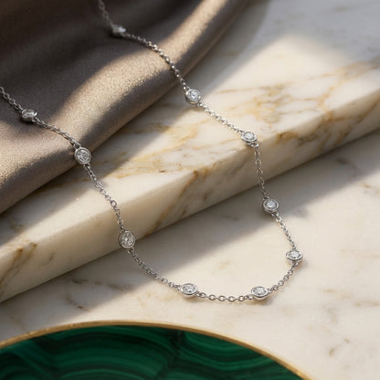 925 Sterling Silver Round and Pearl Necklace - Silver