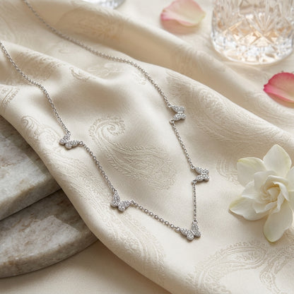 925 Sterling Silver Butterfly Necklace with Cubic Zirconia - Silver