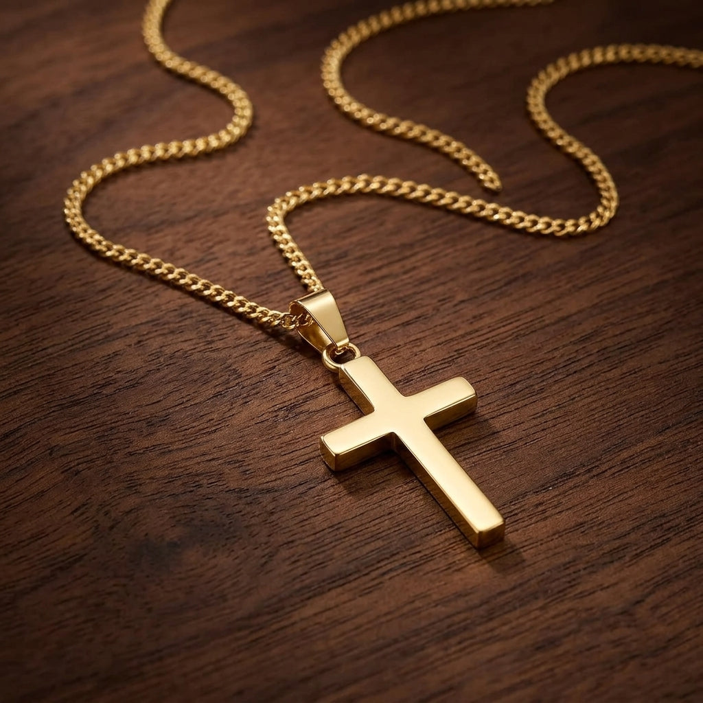 18K Gold Plated Cross Pendant Necklace