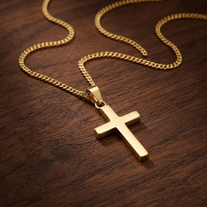 18K Gold Plated Cross Pendant Necklace