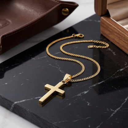 18K Gold Plated Cross Pendant Necklace