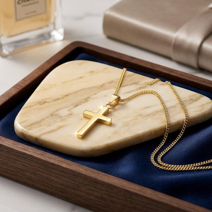 18K Gold Plated Cross Pendant Necklace