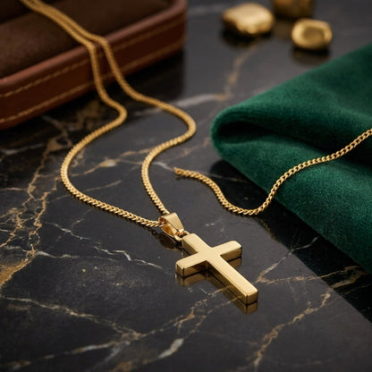 18K Gold Plated Cross Pendant Necklace
