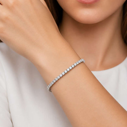 Silver Tone Square CZ Tennis Bracelet - Silver