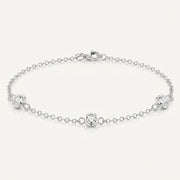 925 Sterling Silver Round CZ Charm Bracelet - Silver