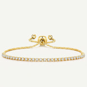 18K Gold Plated 2mm Adjustable Tennis Bracelet with Zircondia Crystals